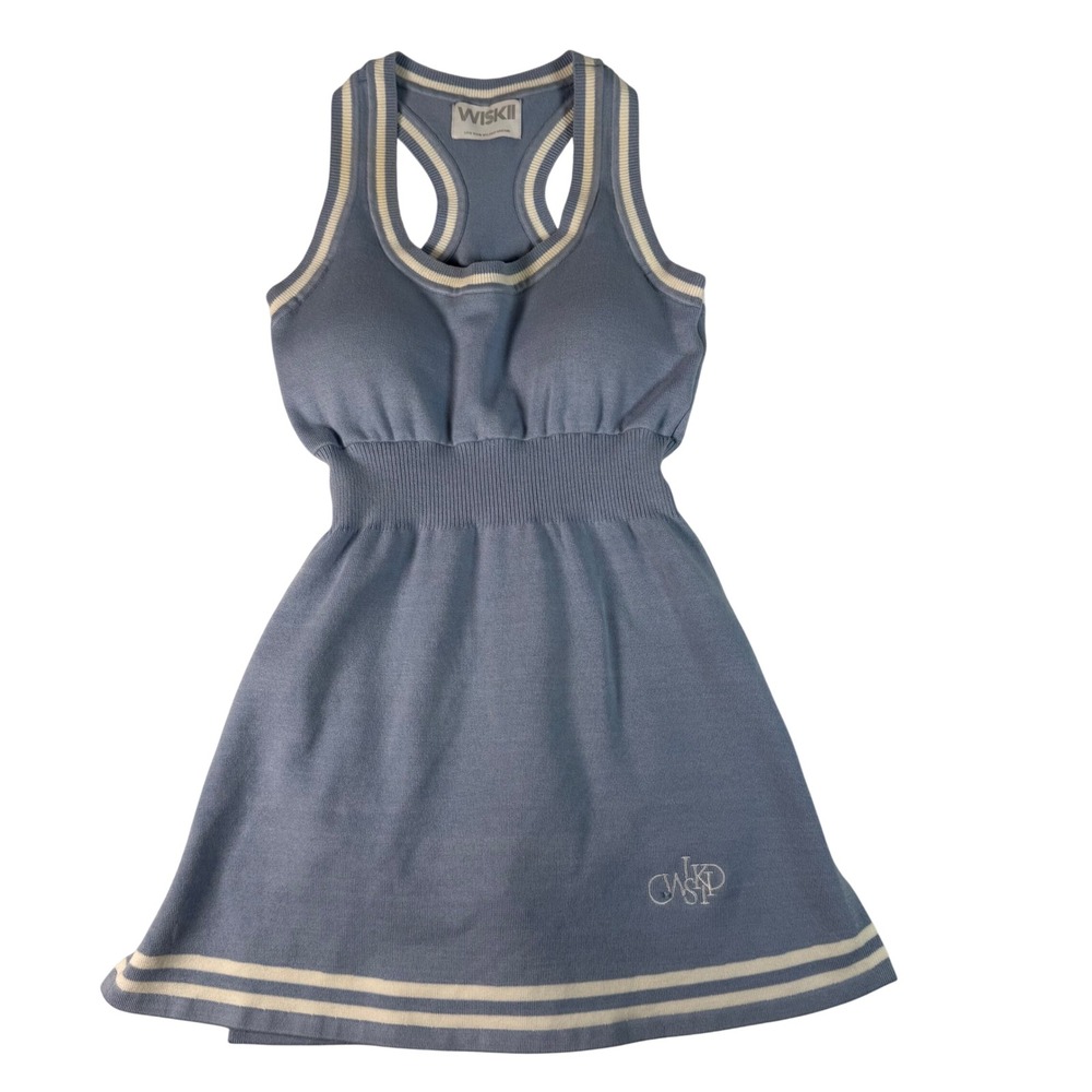 WISKII Tennis Dress Women Size S Blue Tencel Knit Golfcore Sporty Active Skort
